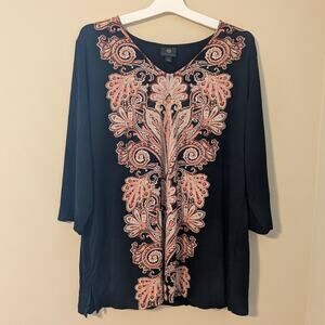 JM Collection Floral Paisley Blouse